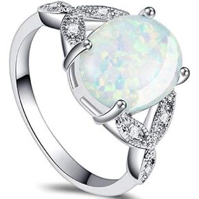 iSilver Stainless Steel Fire Opal Wedding Engagement Solitaire Proposal Cocktail Party Ring