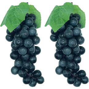 Featuman 3 Bunches Artificial Grapes Fake Fruit, 7 Inch Decorative Fruit Lifelike Grapes for Craft, Plastic Fruit for Party Kitchen Pub Wedding Sukkot Wine Decor Fruit Display (36 Grains Red)