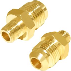 Joywayus Brass Flare Tube Fitting Coupling Gas Adapter 3/8"Flare Male x 1/2"NPT Female Pipe Connector (Pack of 2)