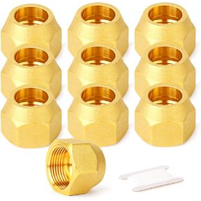 GASHER 10PCS Brass SAE 45 Degree Flare Tube Fitting,1/4" Flare Nut Air Conditioning Copper Pipe Extension Butt Copper Tube Flare Nut