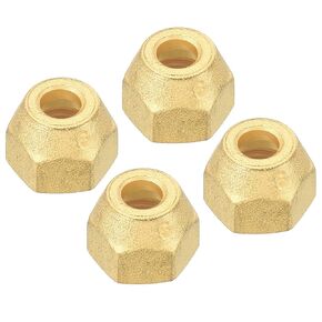 PATIKIL 1/2 SAE Thread Brass Flare Nut, 4 Pack 45 Degree Flared Tube Fitting Nut Hydraulic Pipe Fitting for Air Conditioner Water Gas Line, Matte Surface