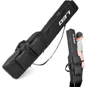 LEOFISHING Fishing Tackle Storage Bag 130cm/4.27ft Portable Fishing Rod Reel Organizer Fishing Pole Gear Tool Cases Carrier Two Layer Durable Oxford Large Capacity Travel Fishing Cover Bag 5 Color