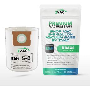 ZVac Replacement for Shop-Vac Type E Bags Compatible with Shop-Vac Part # 90661 & 90671 Fits Type E 9066100 & H 9067100-8 Pack