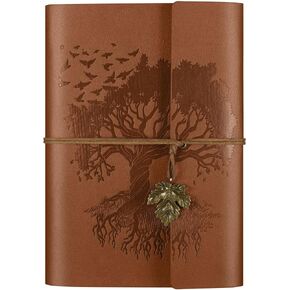 Leather Journals Notebooks with Blank Pages, Vintage Refillable Journal for Writing, Personal Travel Diary Art Sketchbook to Write in, Gifts for Women, Men, Teen Girls and Boys, 160 Pages A5 (Brown)
