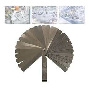 32 Blades Steel Feeler Gauge 0.0008-0.04" (0.02-1.00mm) Metric and Imperial Gap Measuring Tool for Width Clearance Professional Thickness Gauges for Quality Mechanical Industrial Engineers (YFG101)