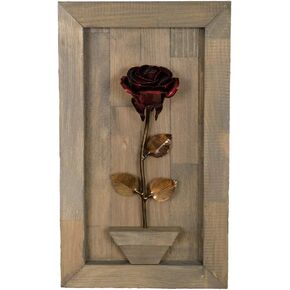 Framed Red Metal Rose for Iron 6th Wedding Anniversary in Saudi Arabia