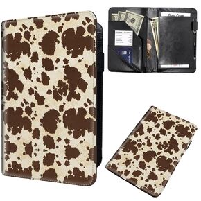 Server Books for Waitress,Leather Waiter Book Server Wallet with Zipper,Cash Check Bill Receipt Holder Presenter,for Bartender,Waiter,Waitress Accessories,Server Apron,Highland Cow Ox Cattle
