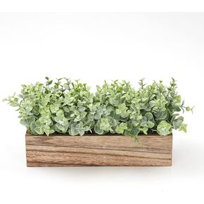 COTSEN Artificial Eucalyptus Potted Plants Fake Potted Plants Rectangular Wooden Planter Box Artificial Eucalyptus Leaves for Suit Office Party Table Indoor and Outdoor Decor