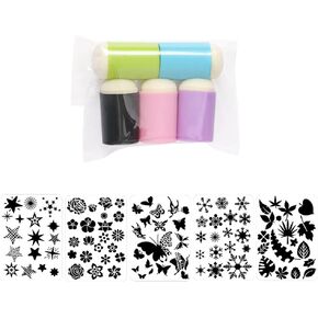 AKOAK 10 Pcs/Set Art Finger Sponge Smudge Painting Tool Retro Stamp Smear Coloring DIY Card Making Children's Dyeing Mold, Lace Ruler Painting Template Set
