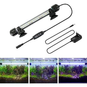 led Aquarium Light for Fish Tank,Auto on/Off Submersible White and Blue led Aquarium Plant Light with Timer and dimming Function (7.5 inch （Timer & Dimming Function)