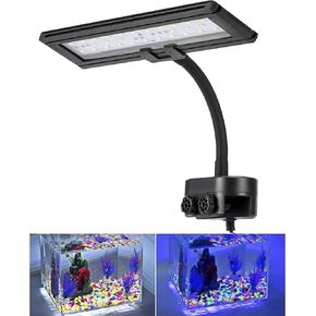 hygger 9.7 Inches Blue White LED Aquarium Light Clip on Small Led Light for Planted Saltwater Freshwater Fish Tank with Gooseneck Clamp 13W