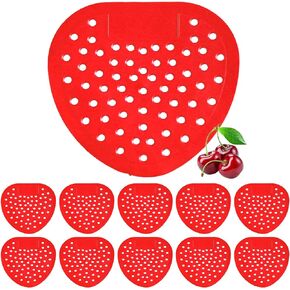 KOBSAINF Urinal Screen Deodorizer（10 Pack）Urinal Cakes Deodorizer Pads Scent Lasts Up to 30 Days Ideal for Public and Domestic Men Bathrooms Cherry Fragrance Rubber Toilet Bowl Clip
