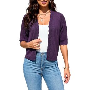 ETOSELL 2024 Cropped Cardigans for Women 3/4 Sleeve V Neck Knit Sweaters Short Sleeve Open Front Bolero Shrug