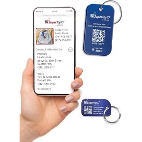 Dynotag® Sentry Series Solid Metal Web Enabled Smart Luggage ID Tag + Keychain Tag (Blue Bundle))