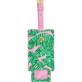Lilly Pulitzer Leatherette Luggage Tag with Secure Strap, Colorful Suitcase Identifier for Travel, Let's Go Bananas