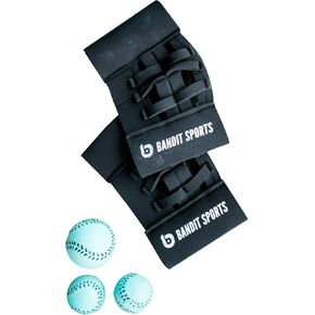 مدربين شبكيين صغيرين من Bandit Sports، قفازات بيسبول صغيرة مع شبكة أصابع وكرات صغيرة، قفاز تدريب بيسبول صغير للأيدي (يتضمن قفازين و4 كرات صغيرة متنوعة) in Kuwait