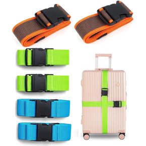 6 Pack Luggage Strap, Luggage Straps for Suitcases, Adjustable Luggage Strap, Luggage Belt Strap, Suitcase Belt Strap, Bag Straps for Luggage. Travel Accessories (Red，Green，Light Blue)…