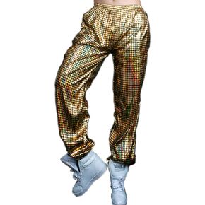 Aelidiya Night Club Metallic Hologram Shiny Pants Party Trousers Sports Active Pants