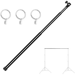 Jorixxy 118"/3M Aluminum Alloy 3 Section Telescopic Background Support Cross Arm Crossbar with Three Clamps(Black)