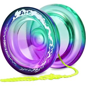 7YO Professional Responsive Yoyo for Beginners, Fingerspin Yoyo for Kids, Dual Purpose Yo-yo AOE Tug Return with 10 Strings, Bag, KK Bearing, Axle, Bearing Removal Tool (Blue Yellow) in Kuwait