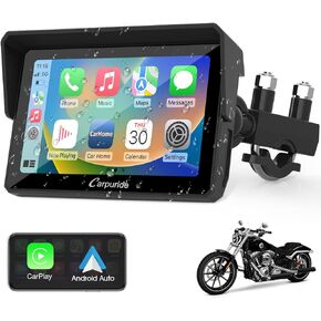 Carpuride W502 Motorcycle GPS Wireless Portable Carplay/Android Auto Waterproof Car Stereo, 5" IPS Touch Screen with Dual Bluetooth, Navigation/Siri/G00gle Assistant for Motorbike