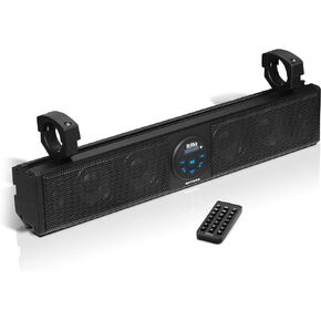 BOSS Audio Systems BRT26A ATV UTV Sound Bar - 26 Inch Wide, 4 Inch Speakers, 1 Inch Soft Dome Tweeters, Full Range, IPX5 Weatherproof, Bluetooth, Built-in Amplifier, Golf Cart Compatible