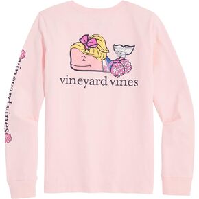 vineyard vines Girls' Cheerleader Whale Long-Sleeve Pocket Tee