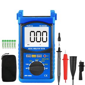 Digital Megohmmeter Insulation Resistance Tester, Kethvoz Auto Range Megohm Meter w/ 500V/1000V/2500V/5000V Testing Voltage, Check 1MΩ~2GΩ Ohm 750VAC for HAVC Motor Winding Ditra Heat Cable