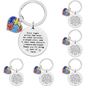 6 PCS Autism Awareness Keychain Autism Awareness Gift Autism Teacher Speech Therapist Autism Keychain for Women Men Autism Thank You Gifts for Special Education Teachers Day Autism Awareness Month