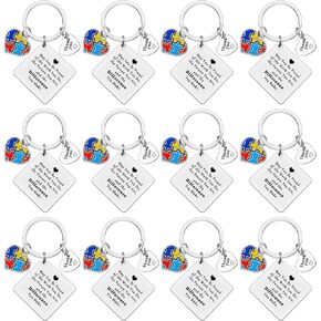 Xiahuyu 12 Pcs Autism Awareness Gifts Keychain Autism Teacher Appreciation Gifts Special Education Teacher Gifts Thank You Gifts for Autism Teacher ABA Therapist SPED Teacher Gifts