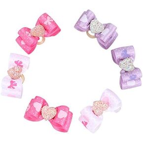 Hffheer 15Pcs Pet Multicolor Hair Bowknot Bows Stylish Gradient Color Pet Grooming Products Polyester Fabric with Rubber Bands for Cat Medium Small Dog