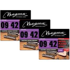 Magma Heavy + "A" Tuning Electric Guitar Strings - Nickel Plated Steel Strings .013" - .060" (string gauges - 13, 17, 26, 36, 46, 60) - (GE190N) - 3 Sets