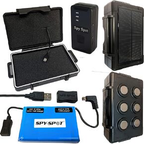 SpySpot Tracking Kit - 4G Mini Real Time GPS Tracker GL 300MG with Solar Powered Magnetic Waterproof Case, Battery and USB Adapter - Hidden Locator Device for Vehicles - Subscription Required