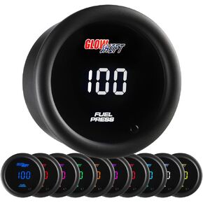 GlowShift 10 Color Digital 100 PSI Fuel Pressure Gauge Kit - Includes Electronic Sensor - Multi-Color LED Display - Tinted Lens - for Car & Truck - 2-1/16" (52mm)