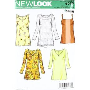 New Look Sewing Pattern 6086 Misses Tops, Size A (10-12-14-16-18-20-22)