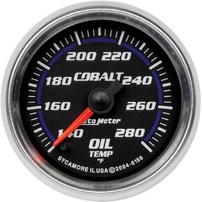 Auto Meter 6156 Cobalt 2-1/16" 140-280 F Full Sweep Electric Oil Temperature Gauge