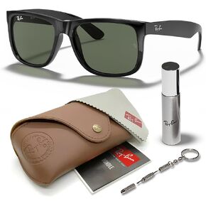 Ray-Ban RB4165 JUSTIN Classic Square Shape Sunglasses With Eyewear Kit Bundle - High Bridge Fit - Square Sunglasses