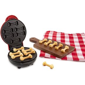 Nostalgia MyMini Dog Treats Maker for Homemade Puppy Treats, 6 Nonstick Bone Shaped Molds on Dual Sided Cooking Surface, Recipes Included
