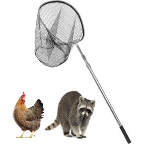 foriy Catch Net Small Animal Control Catcher Net for Chicken Duck, Goose Fish Cat Bird Pigeon and Others 37.4''-93.3''Handle with 19.68" Net Opening