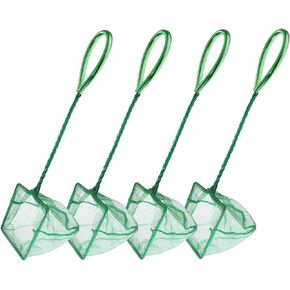 aoozleny Aquarium Net Fine Mesh Small Fish Catch Nets with Plastic Handle,Set of 4 (4inch)