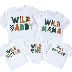 Wild One Matching Family Birthday Shirts Jungle Safari Animal Print Mom and Dad First Birthday Party Theme Clothes (S, WILD DADDY-Adult Oversize T Shirt)