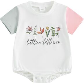 Youweixiong الوليد الرضع طفلة رومبير فقاعة قصيرة الأكمام قليلا الزهرة البرية ارتداءها كتلة اللون المتضخم التي شيرت القمم in Kuwait