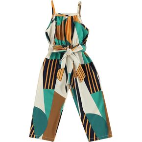 Kids Summer Clothes Toddler Baby Girl Romper Jumpsuit Overall Pants Striped Floral Sleeveless Halter One Piece Outfit