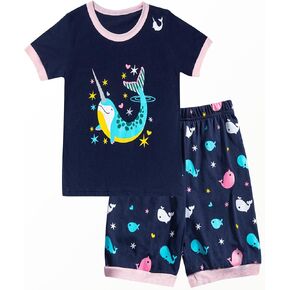Qtake Fashion Girls Pajamas Summer Short Children Clothes Set Cotton Little Kids Pjs Sleepwear Size 12M-12Years