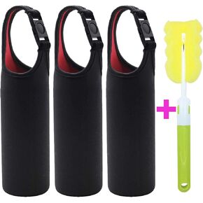 Kvvdi 3 Pack 16 oz - 21 oz Neoprene Water Bottle Sleeve 16.9oz Portable Bottle Cooler Cover Holder Strap for Outdoor