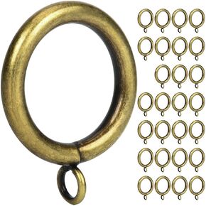 Curtain Ring Metal 28-Pcs 1 1/4- Inch Inner Diameter with Eyelets Fit Up to 1 Inch Rod Large Wire Diameter (Satin Nickel-28Pcs)