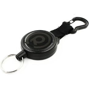 Rel Heavy Duty Retractable Key Reel with Kevlar Cord, Aluminum Carabiner and Split Ring