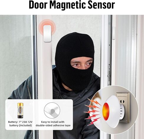 KERUI Home Security System 110dB Wireless Burglar Alarm System with Siren, Remote Control, and Door Alarm Sensor. Perfect for House Alarm Systems, and Door Alarms for Home (Door Magnetic Alarm 1pack) in Saudi Arabia