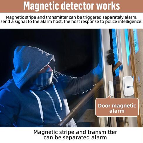 KERUI Home Security System 110dB Wireless Burglar Alarm System with Siren, Remote Control, and Door Alarm Sensor. Perfect for House Alarm Systems, and Door Alarms for Home (Door Magnetic Alarm 1pack) in Saudi Arabia