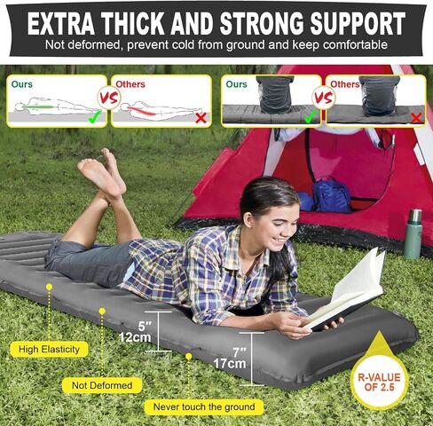 Double Sleeping Pad, Self Inflating 2 Person Camping Mat Extra Thick Ultralight Inflatable Camping Pad with Pillow Built-in Foot Pump for Camping Hiking Backpacking Tent Traveling in Saudi Arabia